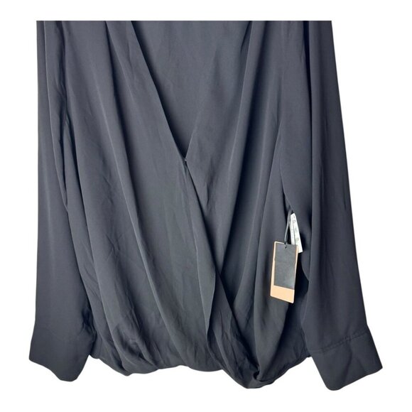 Halogen Shirt Women 3X Black Chiffon Cross Front Long Sleeve‎ Blouse NWT Gothic - Picture 5 of 11